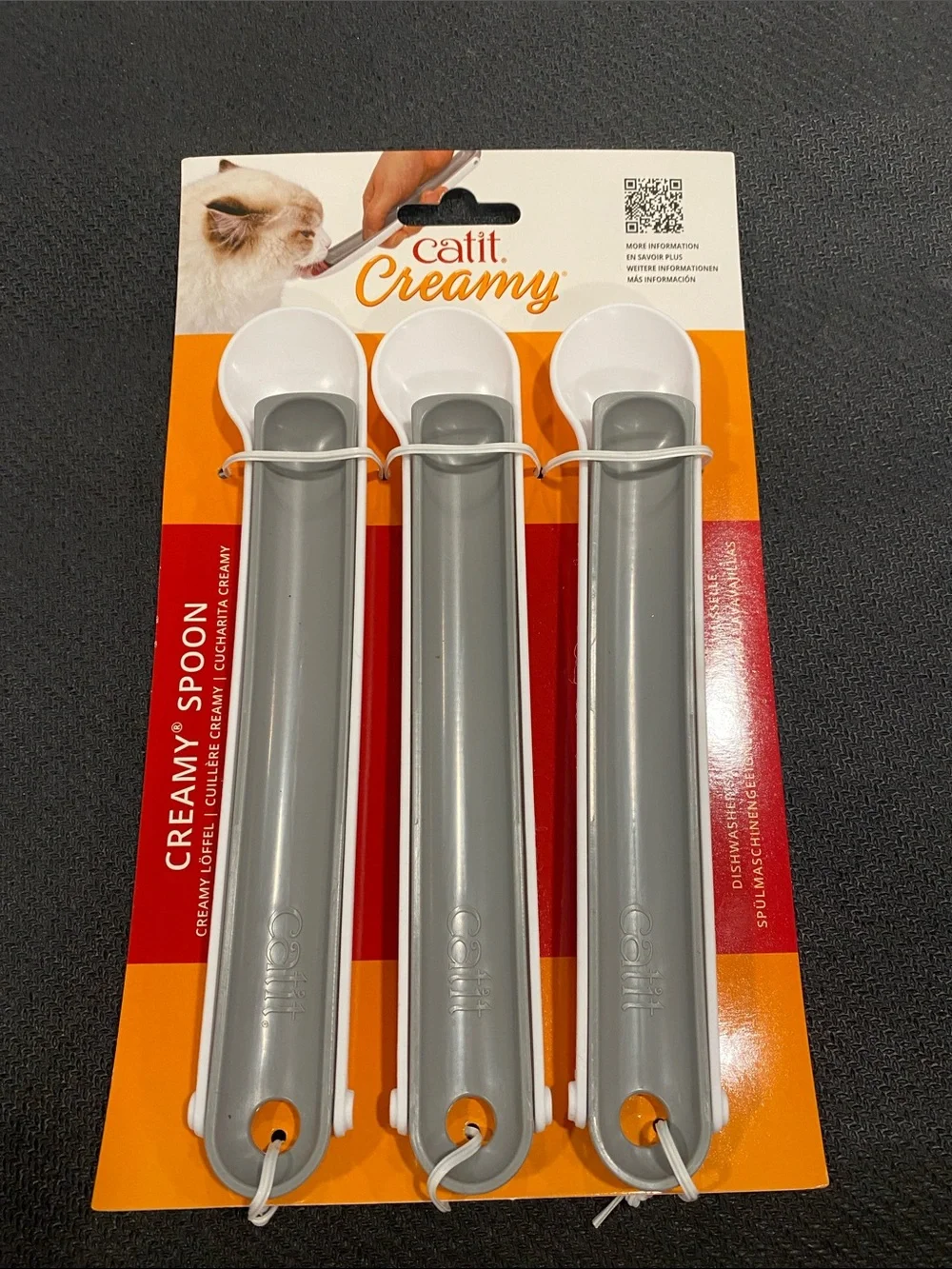 Catit Creamy Spoon Set - Gray & White (3 Pack)